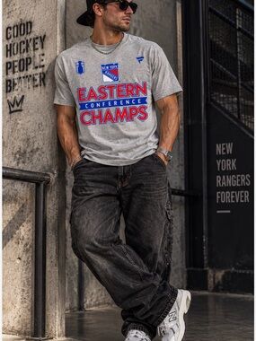 NY Rangers 2024 Eastern Conference Champions Fanatics T-Shirt Gray NWT M